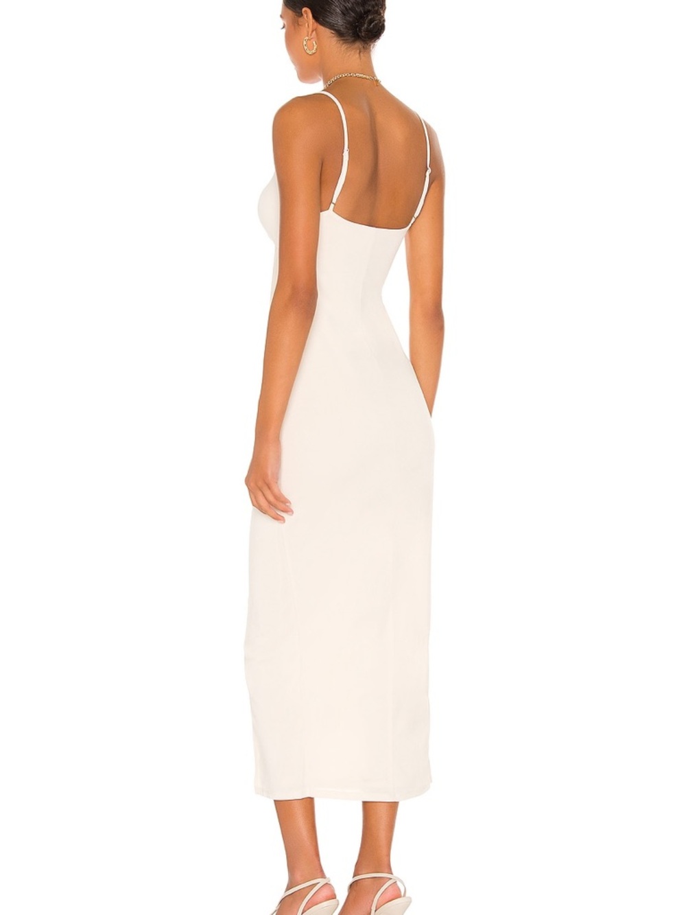 Camila Coelho Yasmeen Midi Dress in Beige Ruched Cutout Wedding Party XS NWT - Picture 3 of 8
